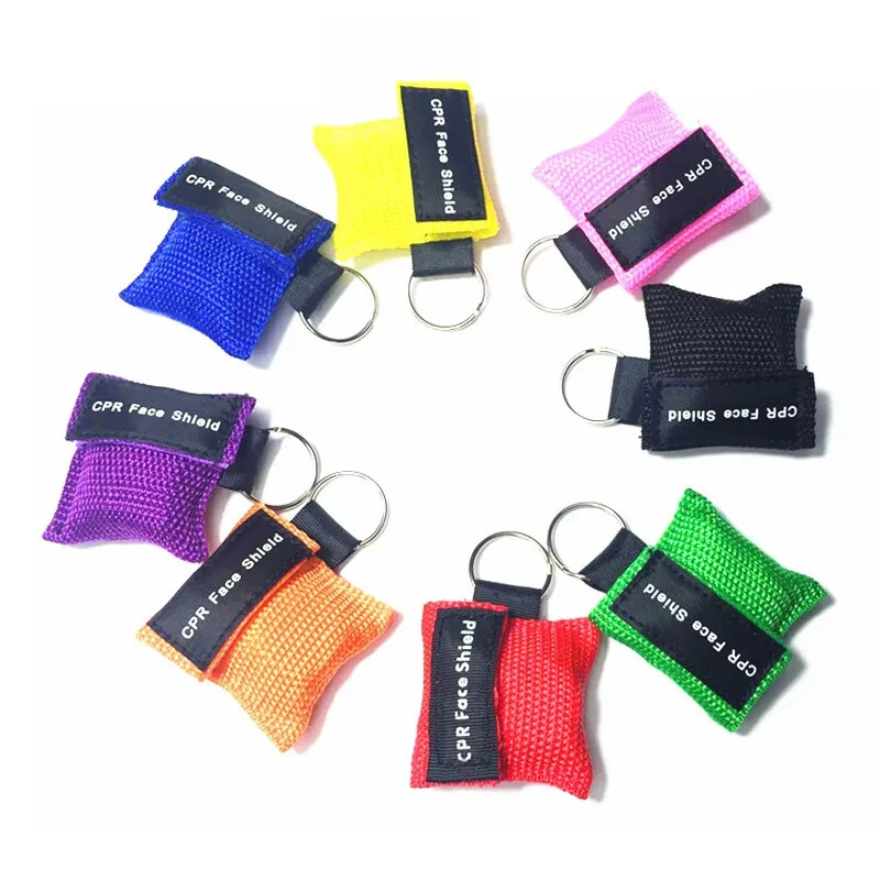 CPR resuscitator keychain (2 pack, random colors, safety CPR mask