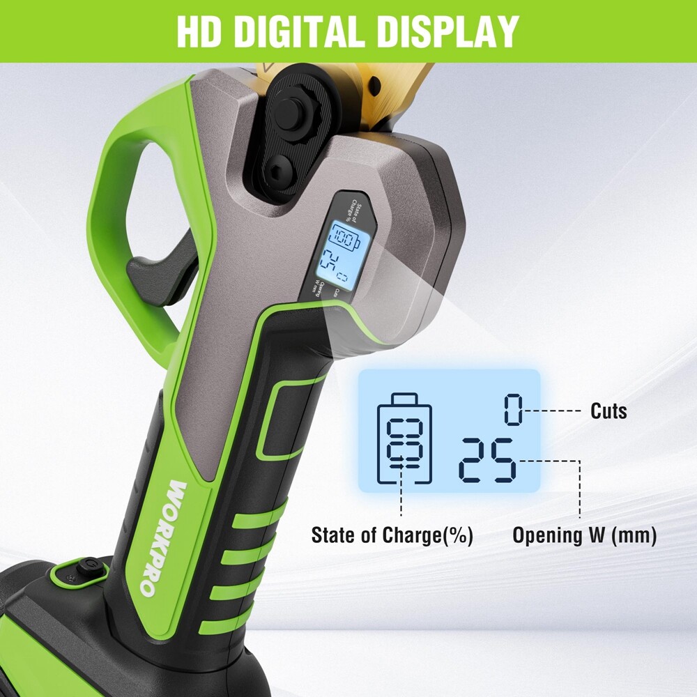 WORKPRO 12V Electric Pruning Shears, Battery Powered Pruning Shears Gardening
