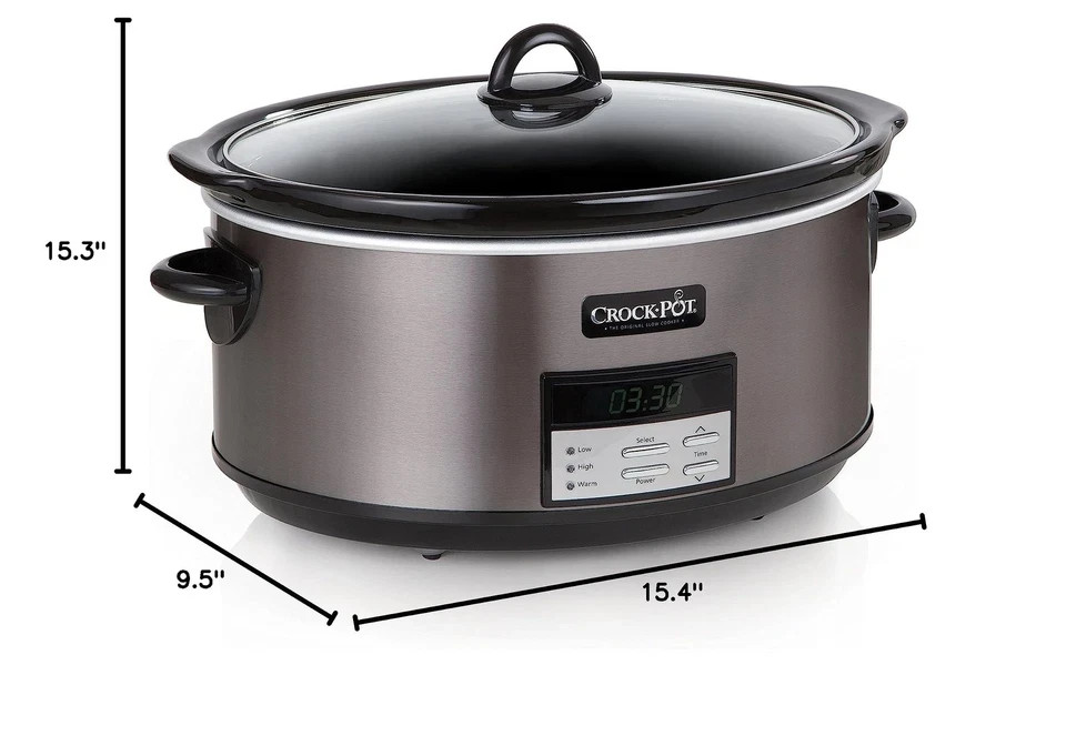 Crock-Pot Large 8-Quart Programmable Slow Cooker with Auto Warm Setting Black...
