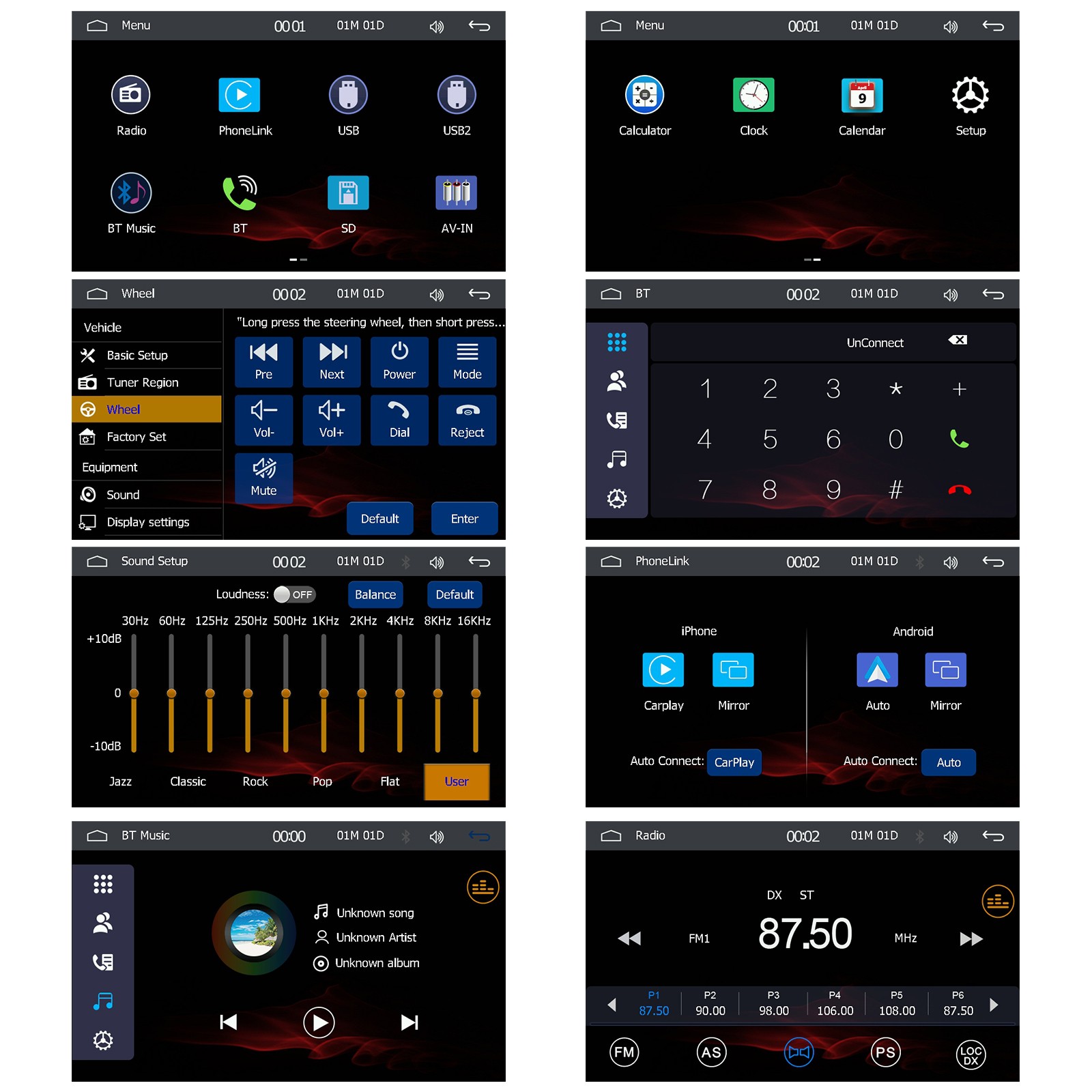 Double Din Apple Carplay Android Auto 7" Car Stereo Radio Bluetooth Touch Screen