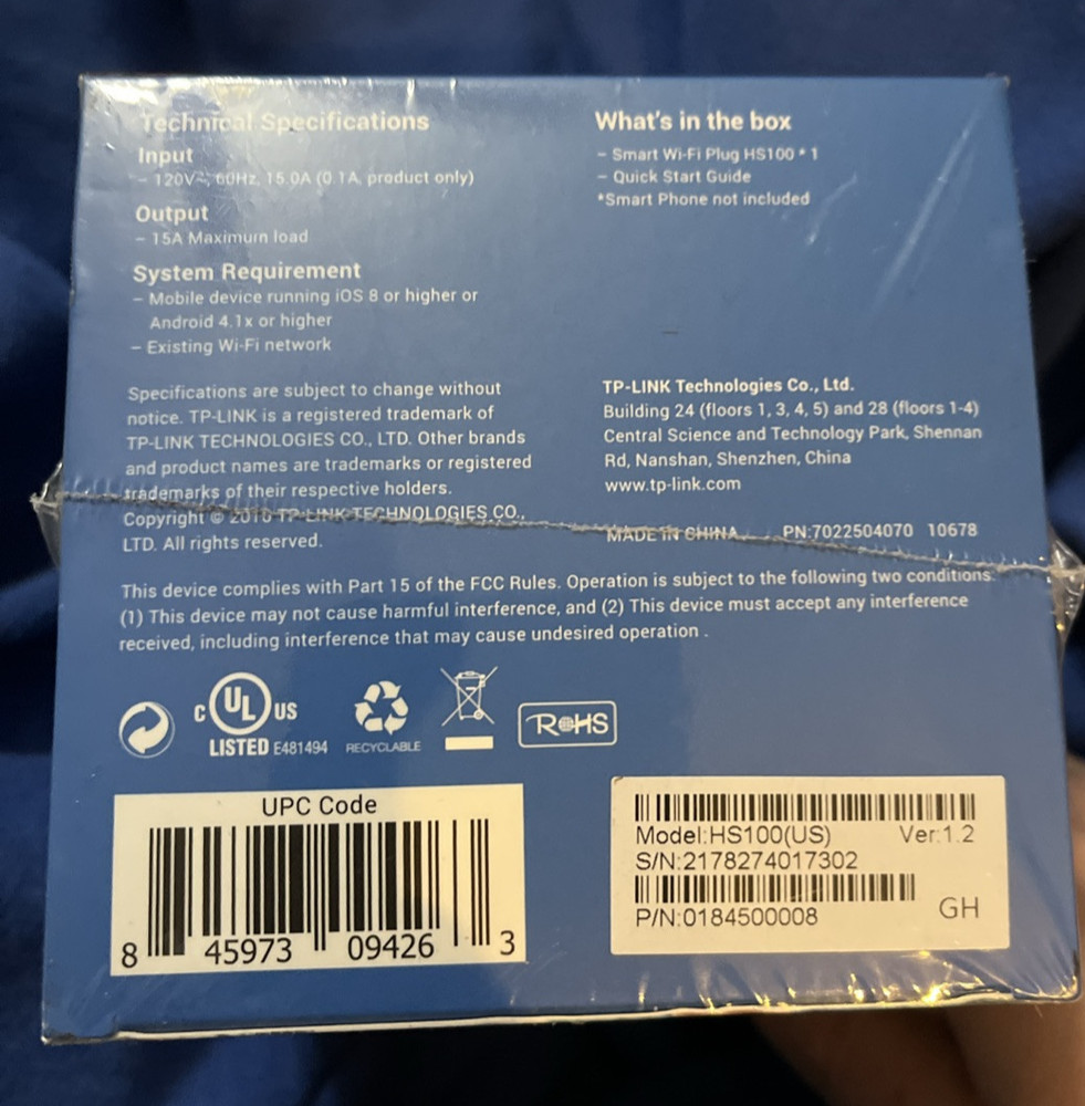 TP-Link Smart Wi-Fi Plug HS100 - New, Sealed