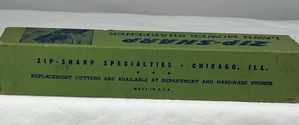 Zip-Sharp Lawn Mower Blade Sharpener, Original Box Vintage