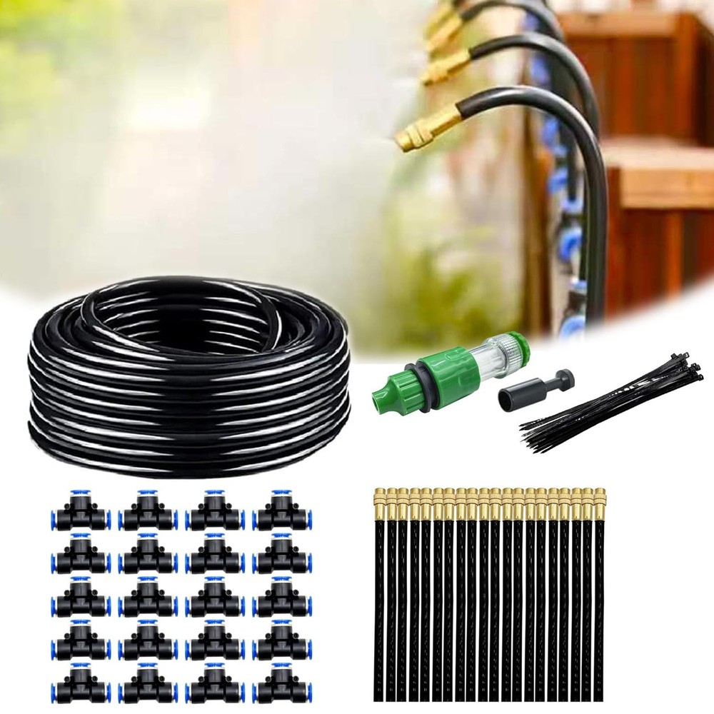 Automatic Greenhouse Drip Irrigation Kit with 20 Brass 360° Adjustable Nozz