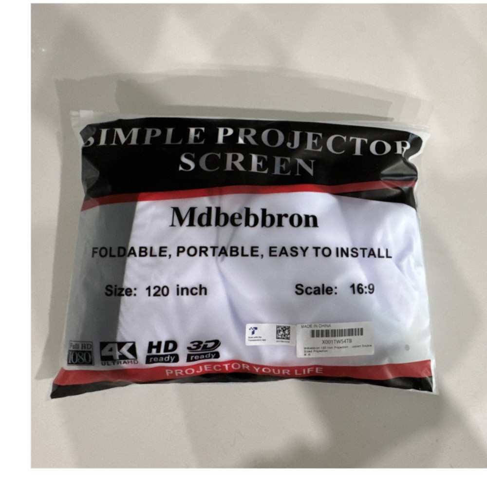 Mdbebbron 120 Inch Manual Projector Screen Foldable Portable Easy Install 16:9