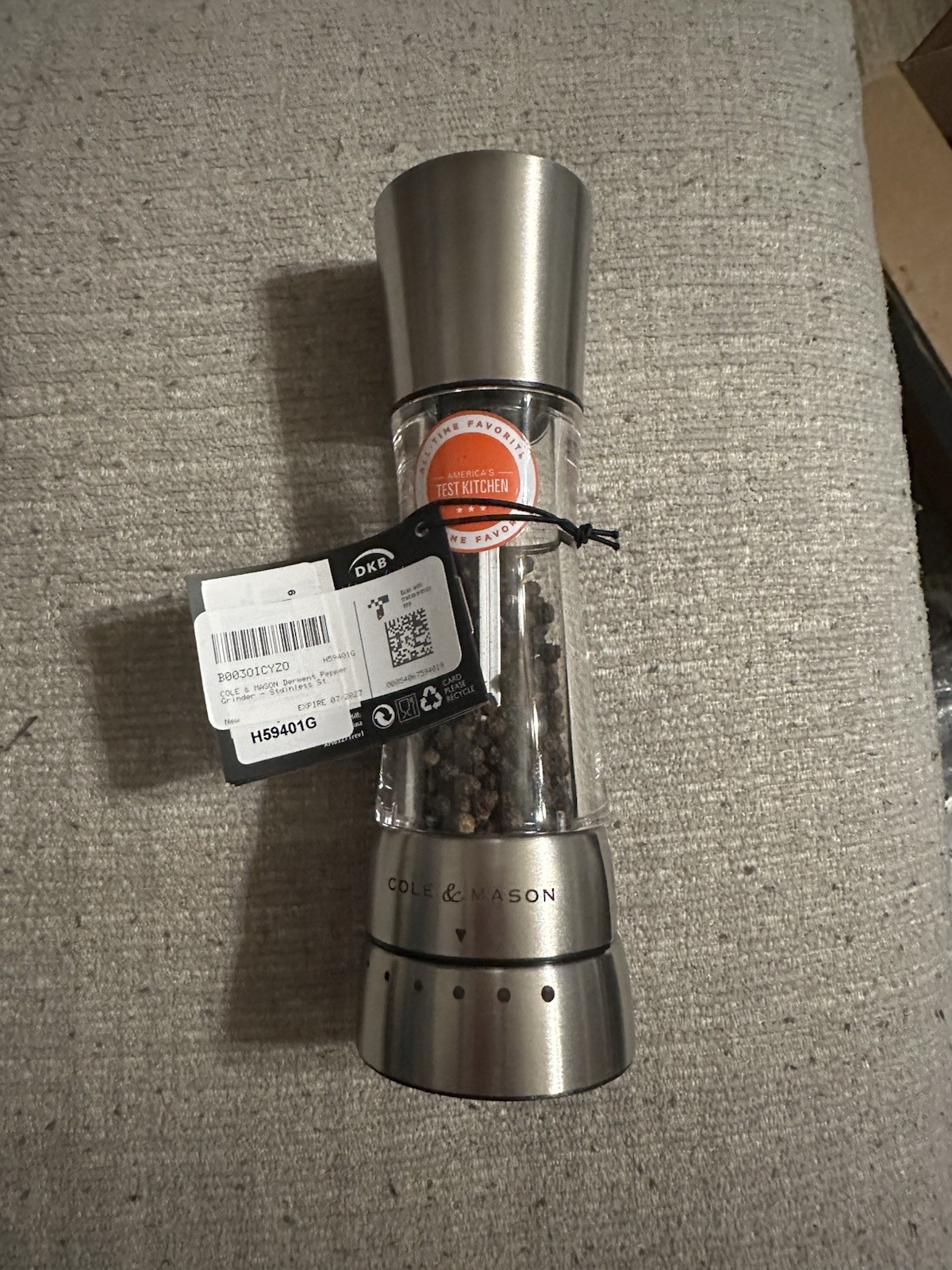 Cole & Mason Derwent Stainless Steel Pepper Mill Refillable Pepper Grinder
