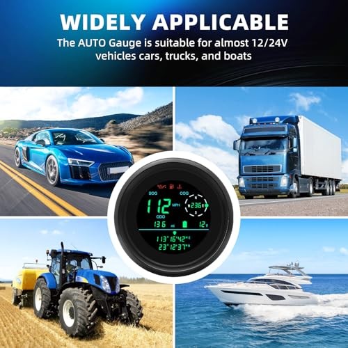 85mm GPS Speedometer Fuel Gauge/Voltmeter, GPS Speedometer Switchable Black