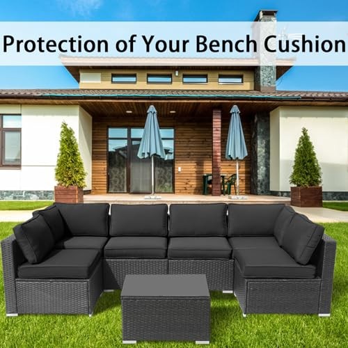 14Pieces Patio Cushion Covers Replacement Outdoor 25.6x 25.6×3.94inches Black