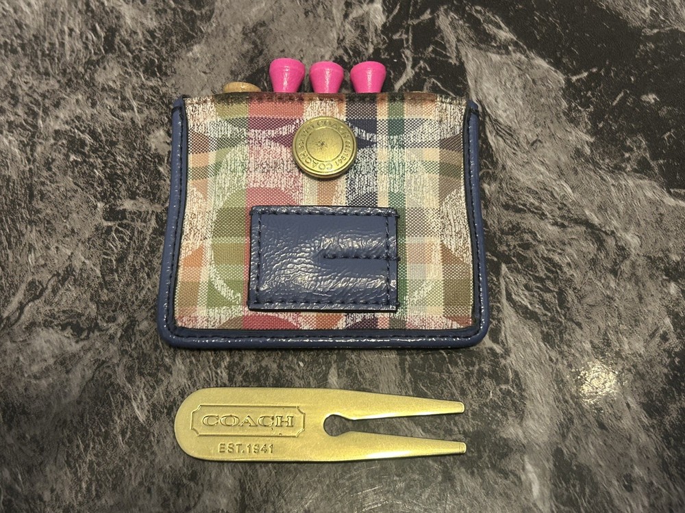 Coach Golf Tee Holder with Divot Tool and Ball Marker