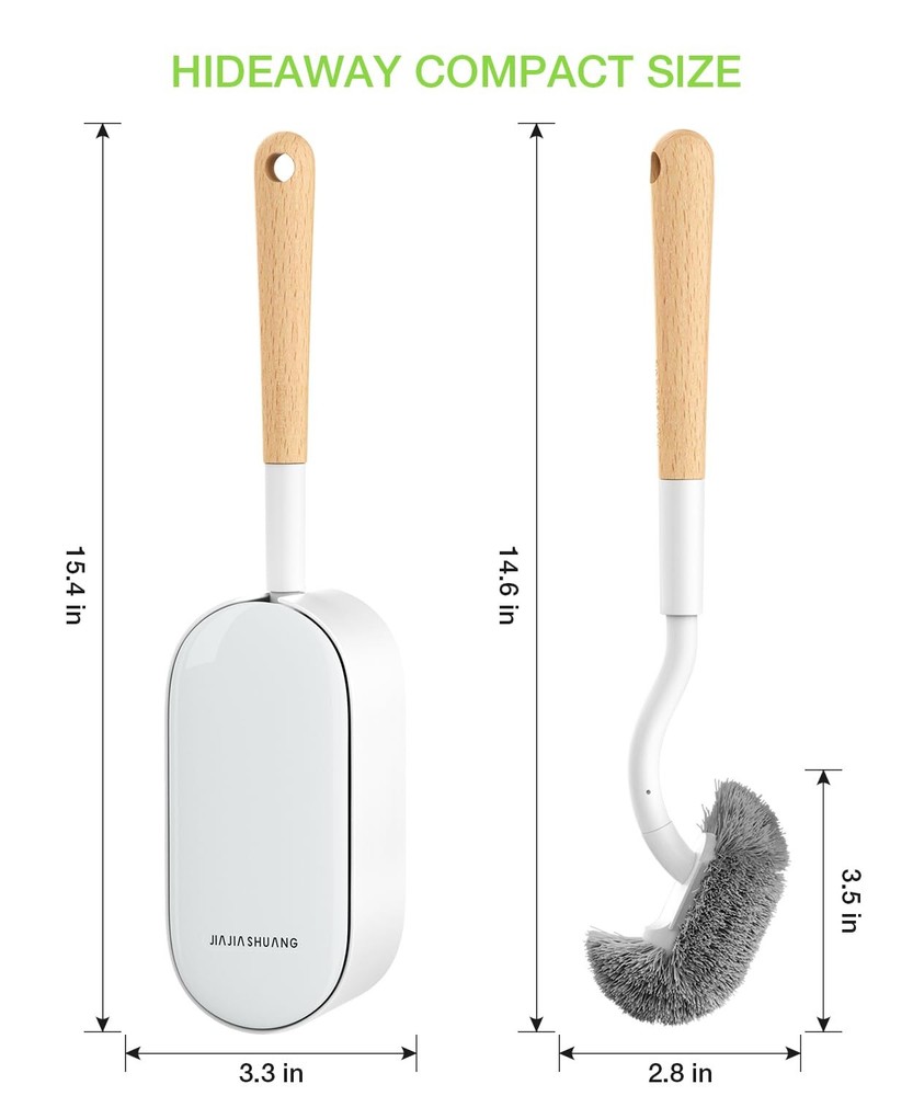 Bamboo Toilet Brush Set, 2 Pack with Ergonomic Design, Compact Size, Durable ...