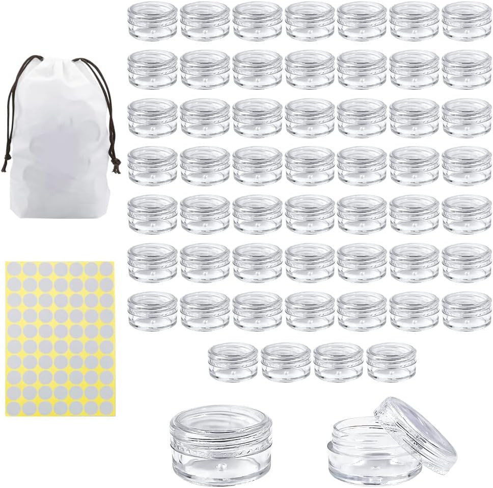 55Pcs 5 Grams Sample Containers with Lids and Labels, Small Little Mini