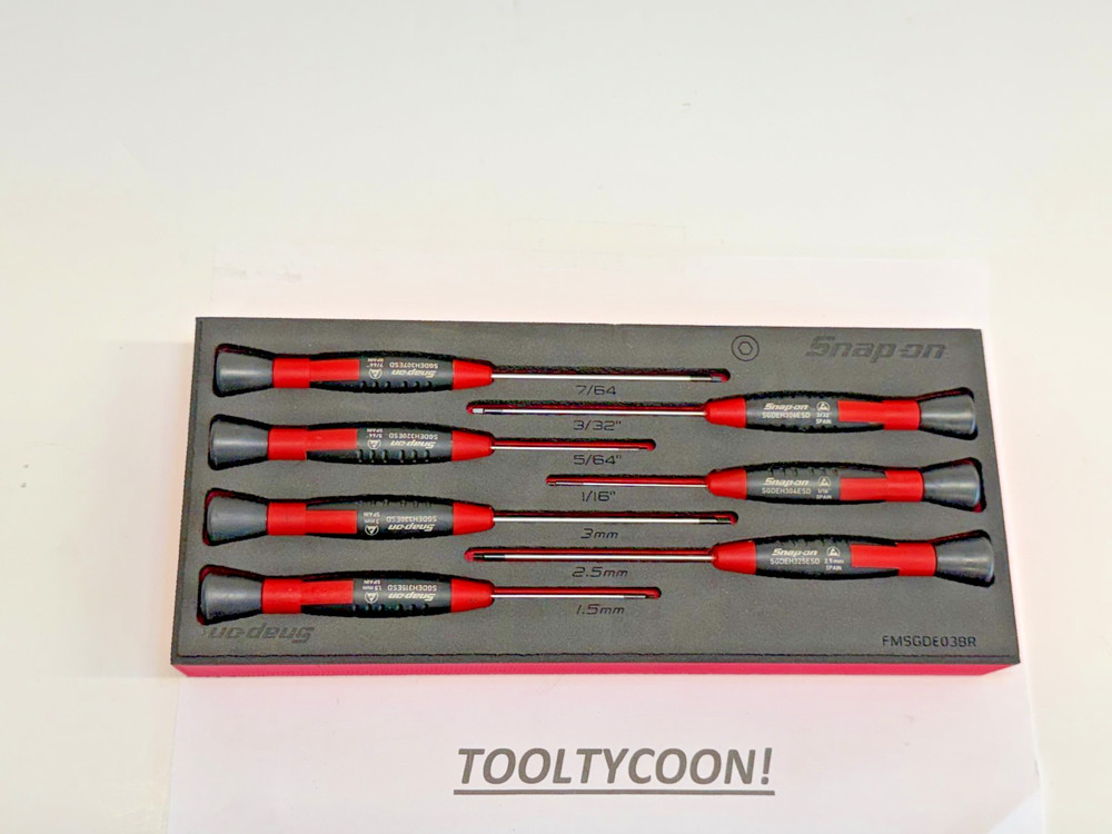 Snap-on Tools NEW 7pc Electronic Mini Hex Screwdriver Foam Set SGDEH70ESDFR