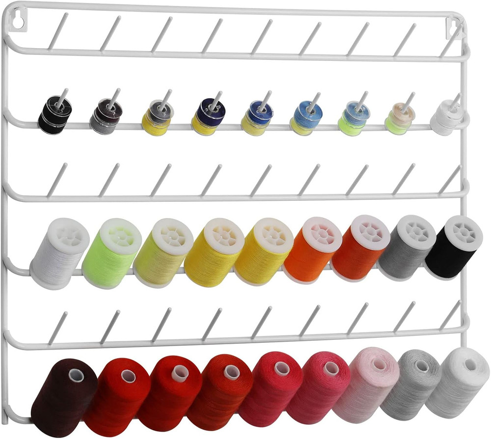 YBING Thread Holder Wall 54-Spool Sewing Thread Rack Wall Mount Embroidery Threa