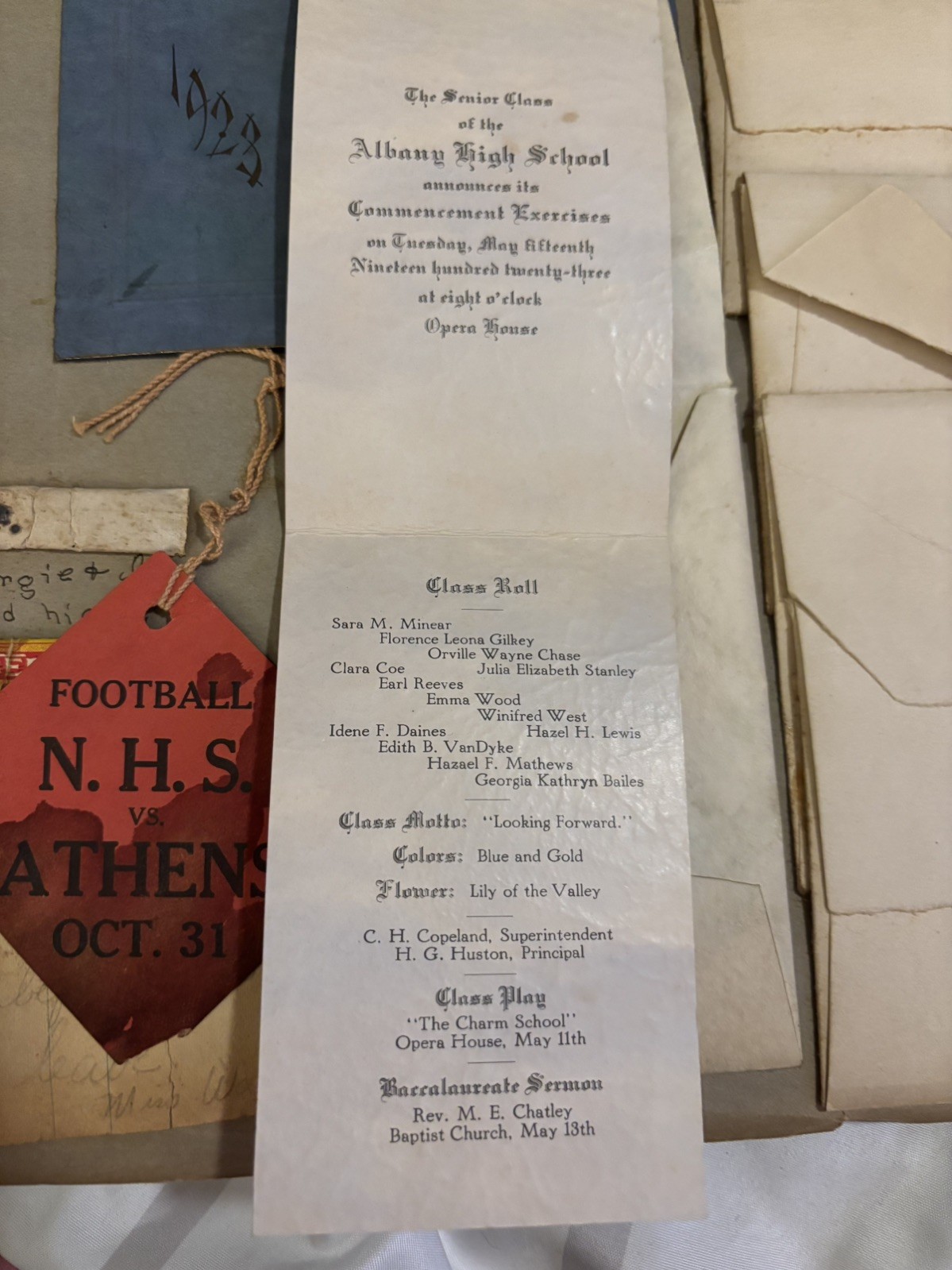 Antique 1923/24 High School Memories Scrapbook Felt Letter Invitations Playbill