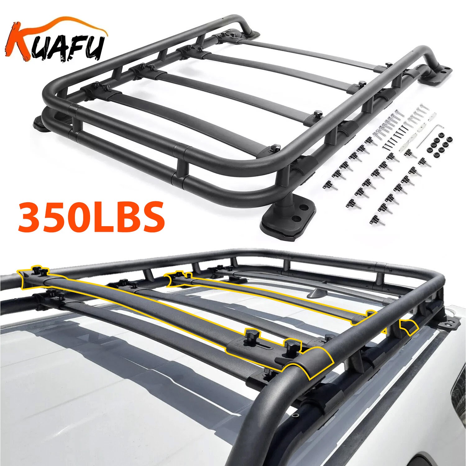 350LBS Roof Rack Free Extra Cross Bar Cargo Basket For Toyota 4Runner 2010-23 24
