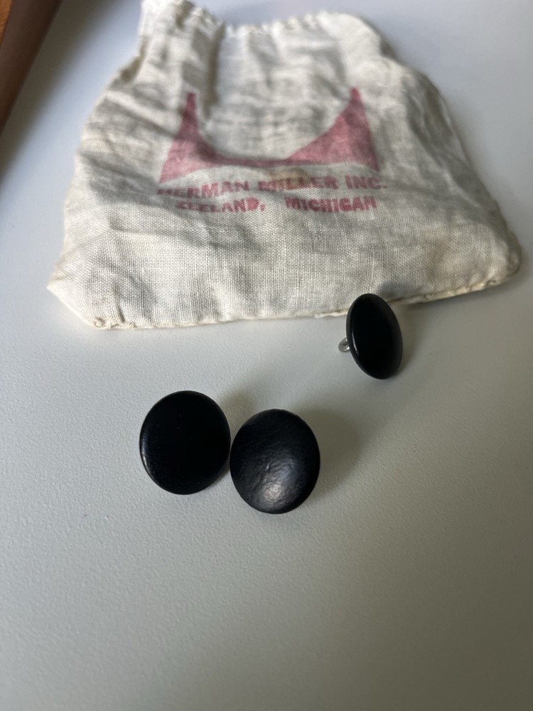 Vintage Pair Eames Herman Miller Leather Button Replacement 2mm George Nelson