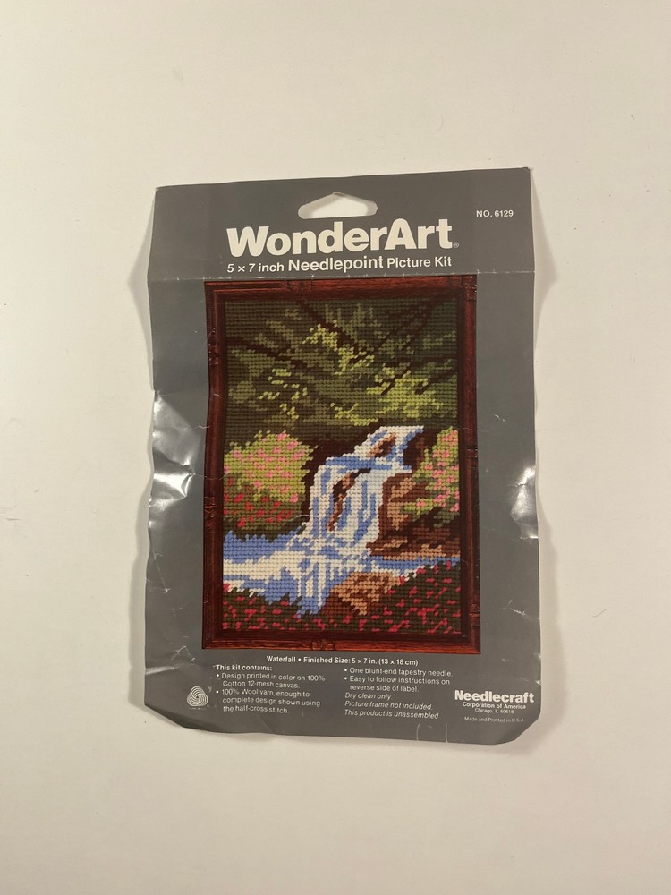 WonderArt Needlepoint Kit #6129 "Waterfall" - Started
