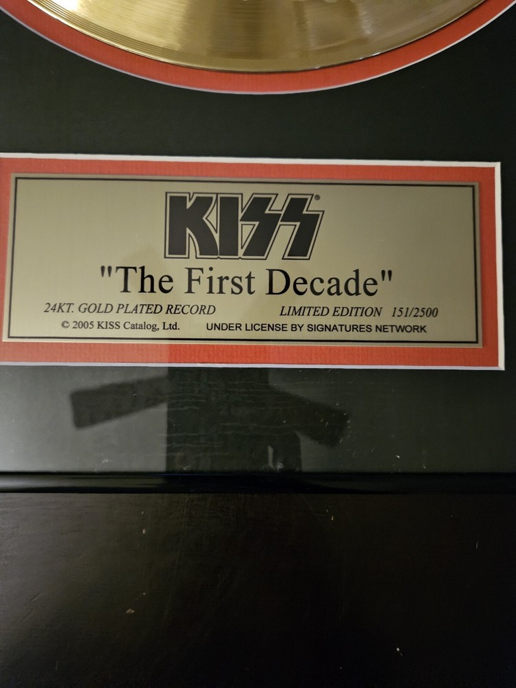 RARE KISS 2005 The First Decade 24KT Gold Plated Record Limited Edition 151/2500