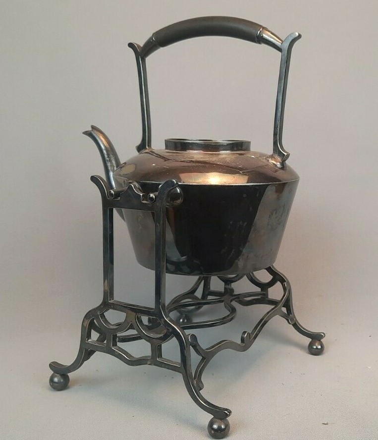 Martin Hall Silver Plated EPNS Tilting Spirit Kettle With Burner Stand