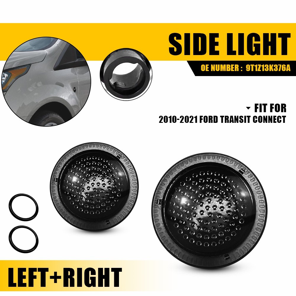 For 2010-2021 Ford Transit Connect Smoked Lens Side Marker Signal Light Housings