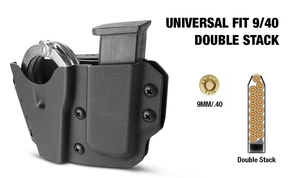 Kydex Handcuff Holster with 9/.40 Double Stack Holder Combo Kydex Handcuff Case