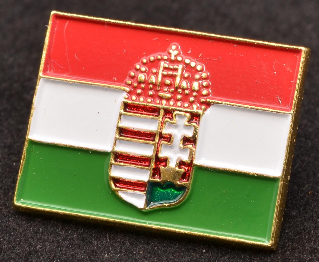 HUNGARY Hungarian Flag Country Metal Lapel Pin Coat of Arms