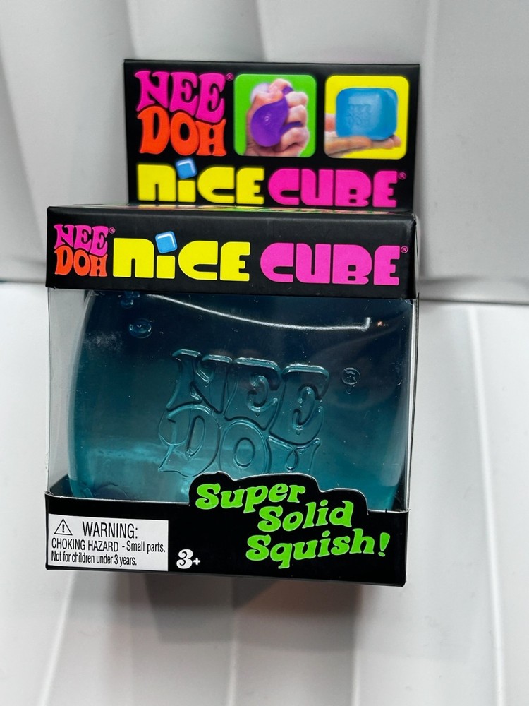 NeeDoh Nice Cube Super Solid Squish Fidget Toy Blue Schylling NIB