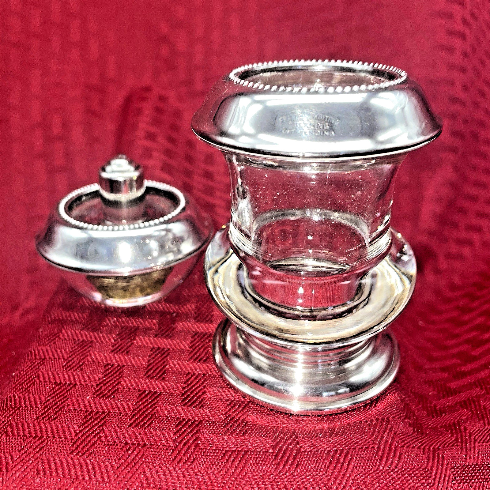 ANTIQUE STERLING HYGLO LIGHTER, CIGARETTE HOLDER, AND TRAY BY FRANK M. WHITING