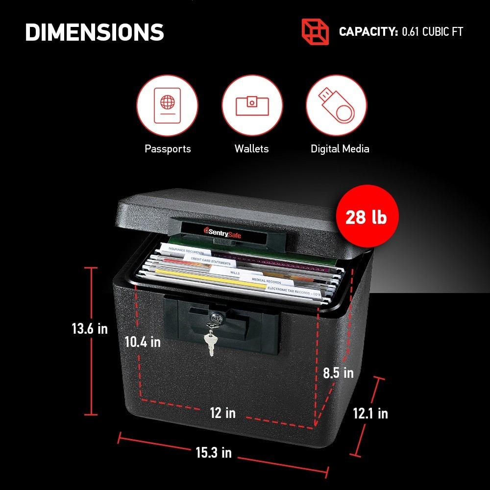 NEW SentrySafe 0.61 cu ft Fireproof File Safe Box Document Storage Chest