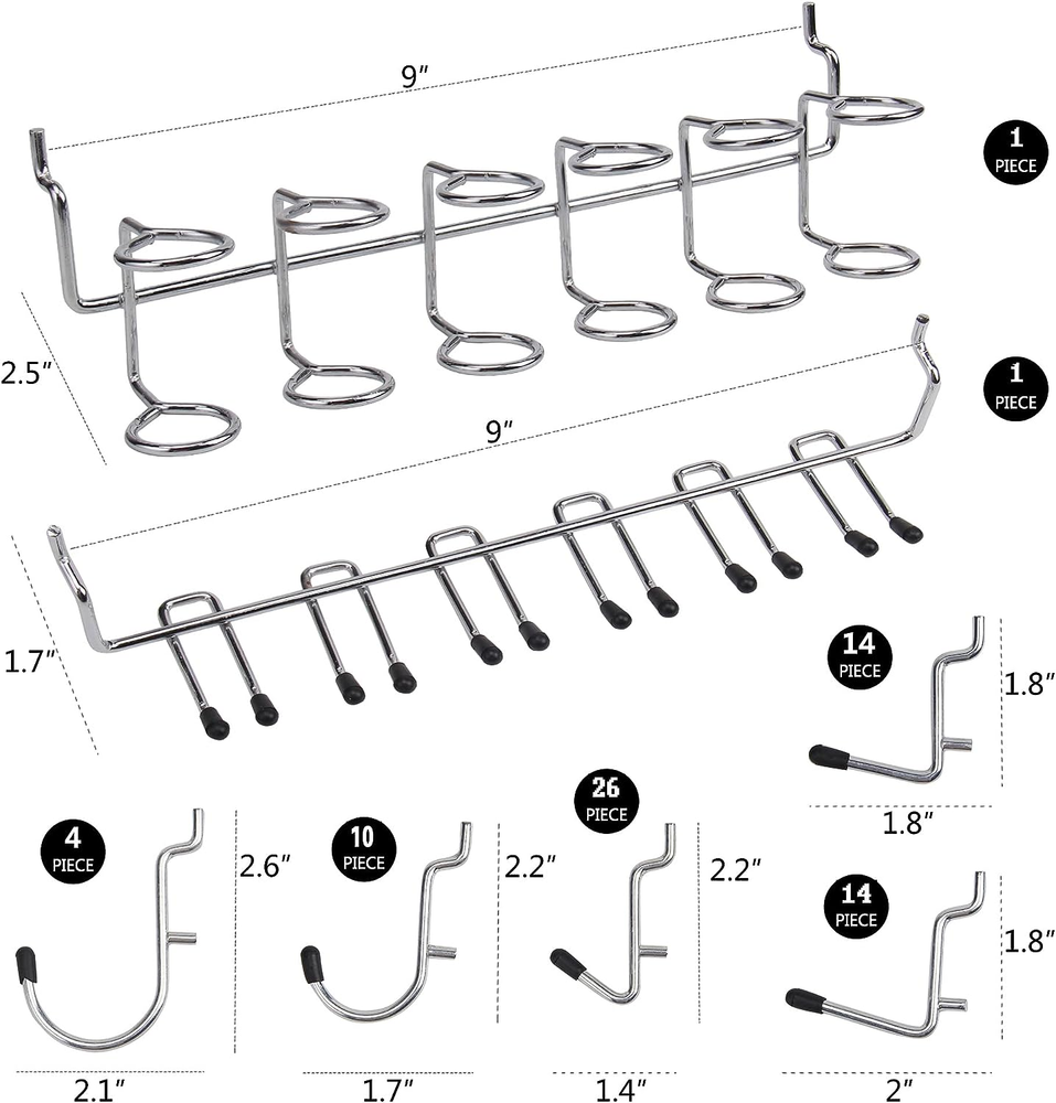 170PCS Pegboard Hooks Assorted | Peg Board Hooks for Hanging Tools - Ideal for P