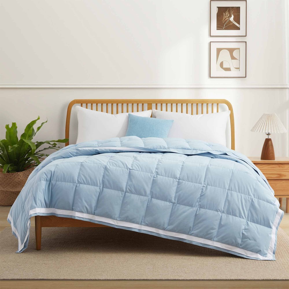 Summer Cooling Fabric Oversized Down Blanket, King or Queen Blanket with Trim