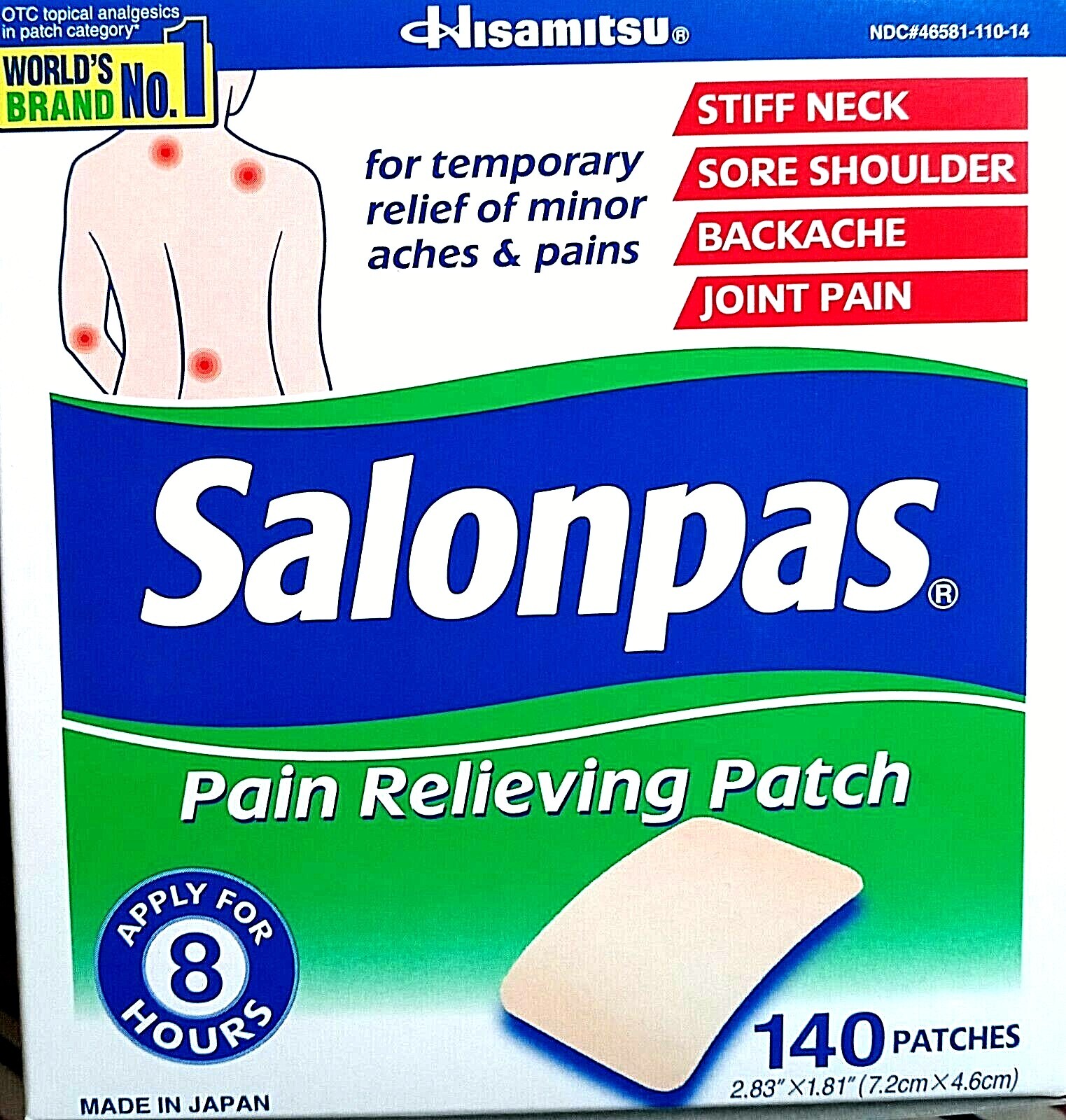 SALONPAS 140 Pain Relieving Patches External Arthritis Back Relief EXP 03/2026
