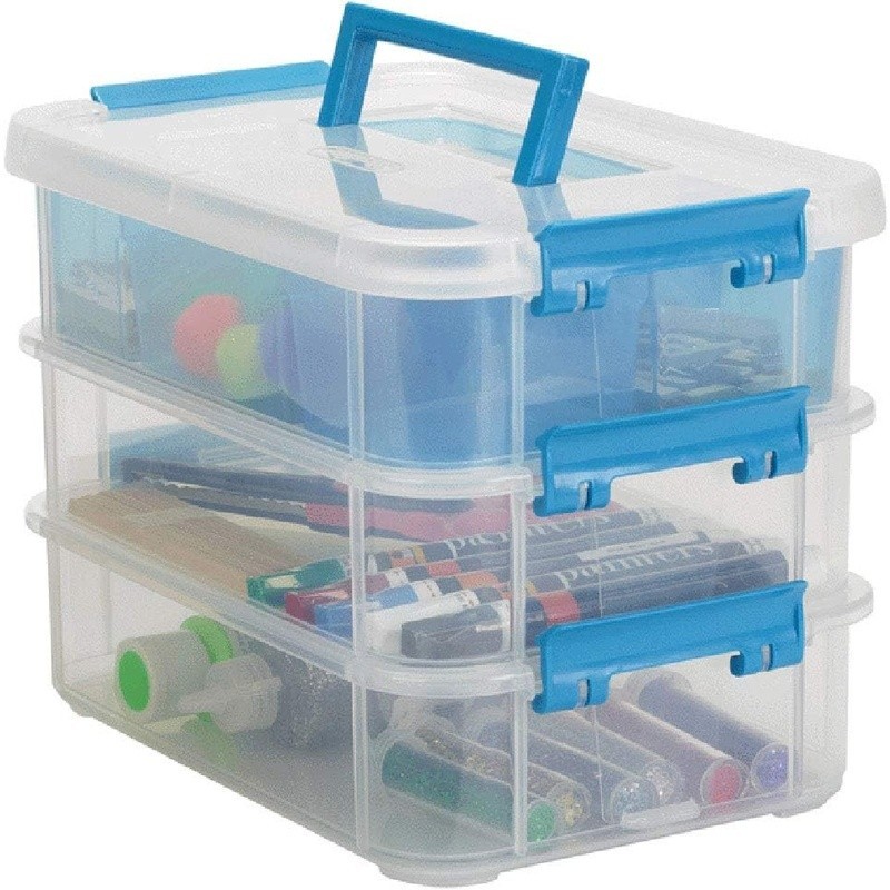 Stackable Rectangular Plastic Storage Box Ideal Sewing Art Office Supplies New