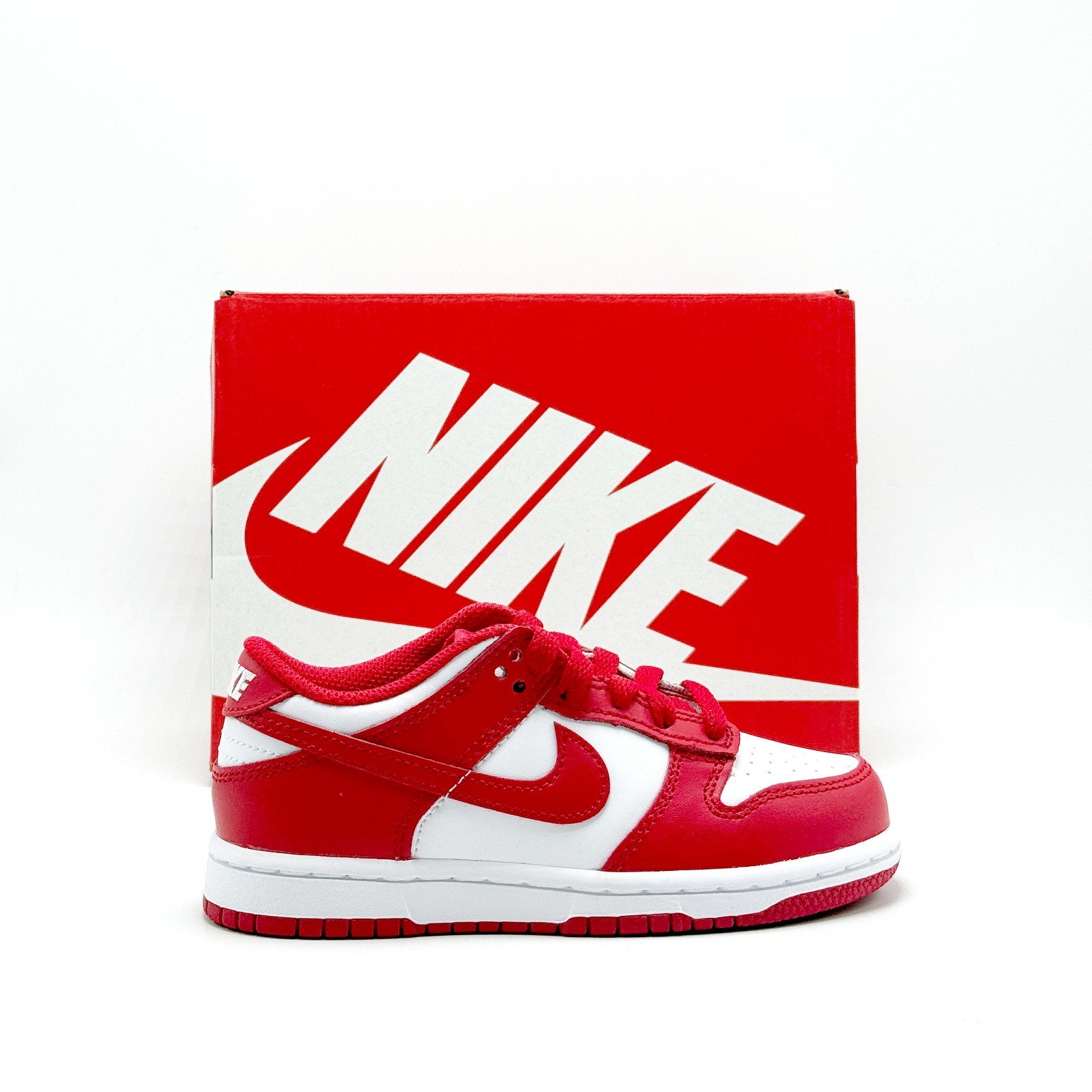 *NEW* Pre-School Kids Nike Dunk Low (PS) WHITE / RED (FB9108-119) 👍