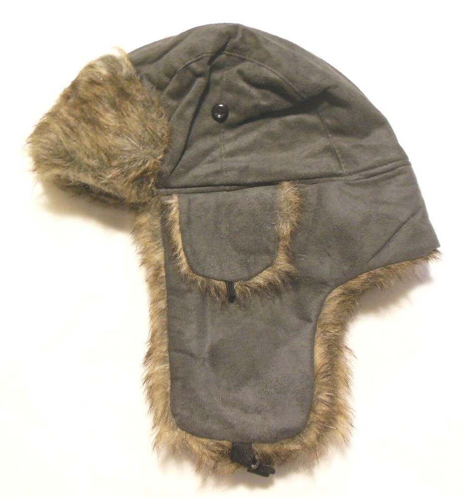 Winter Hat Grey Suede Feel One Size UNISEX