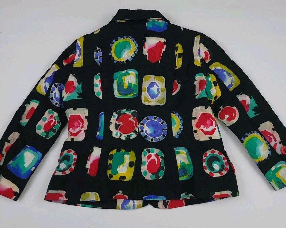 Moschino Cheap And Chic Jacket Black Multicolor Lined Italy Abstract Pattern