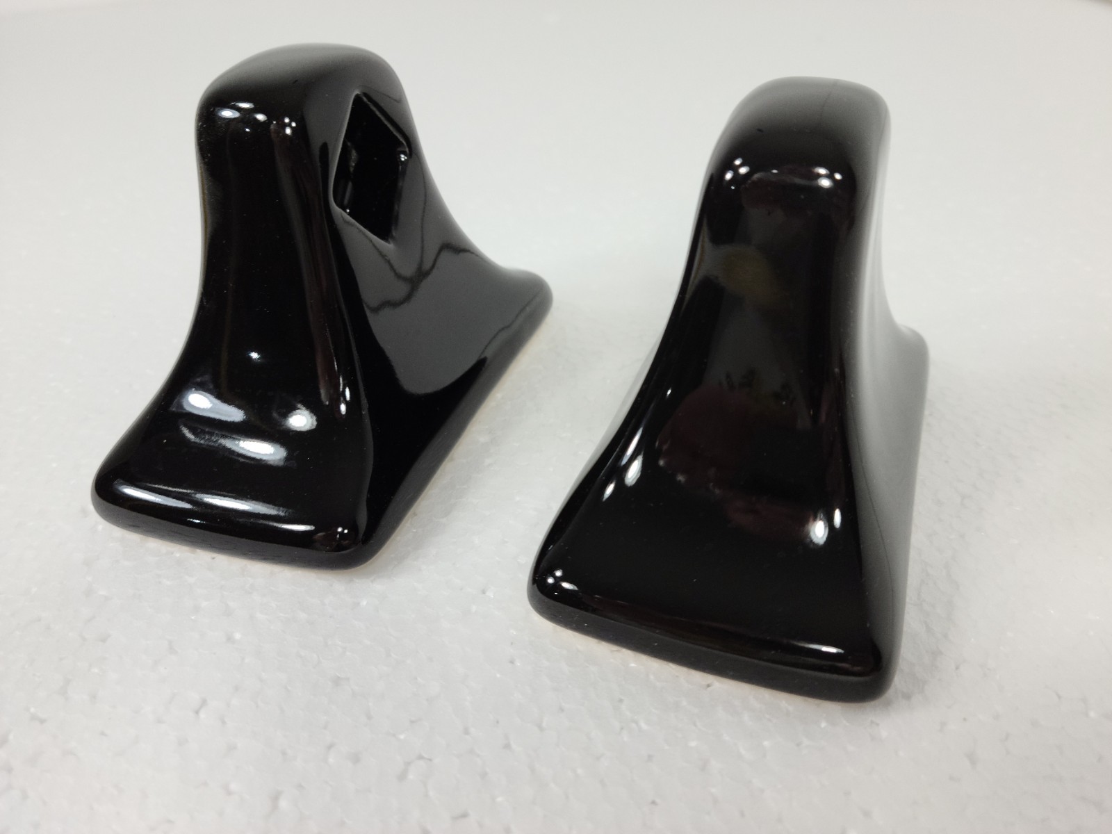 Vintage Black Ceramic Towel Bar Rod Rack Post Holders Flat Back Glue over Tile