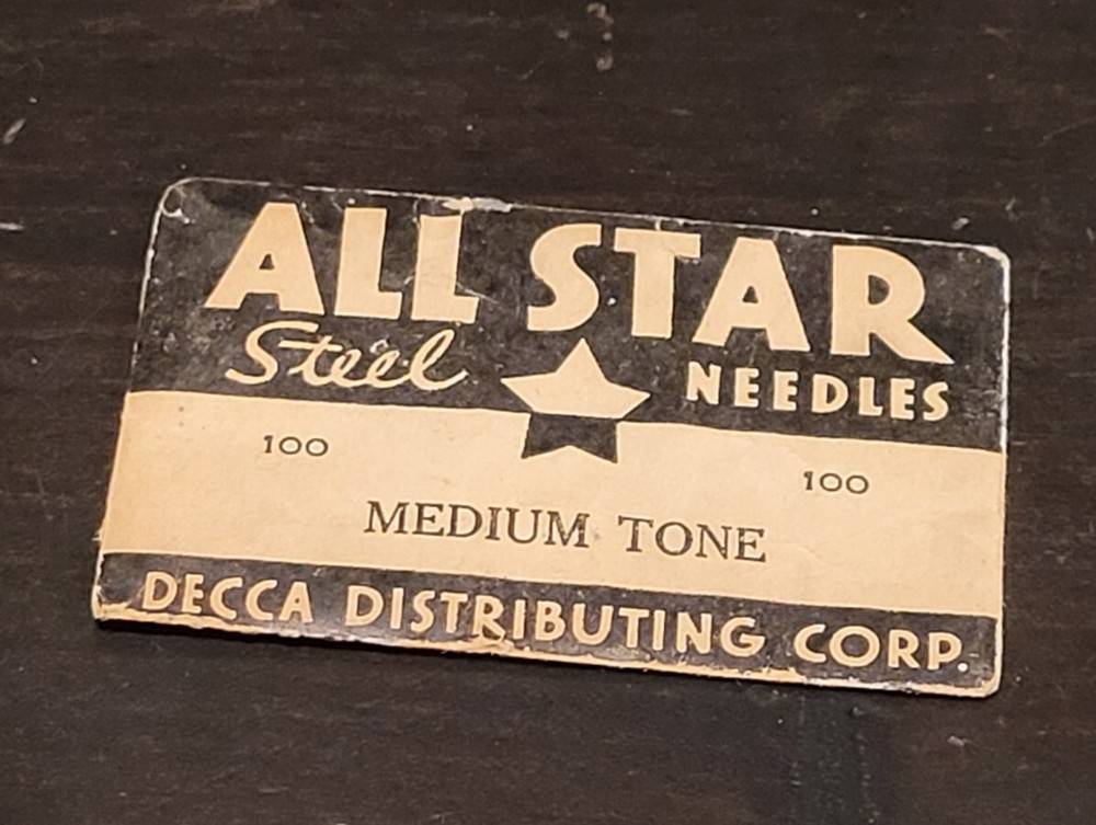 Gramophone phonograph needle packet all star steel Medium decca Empty