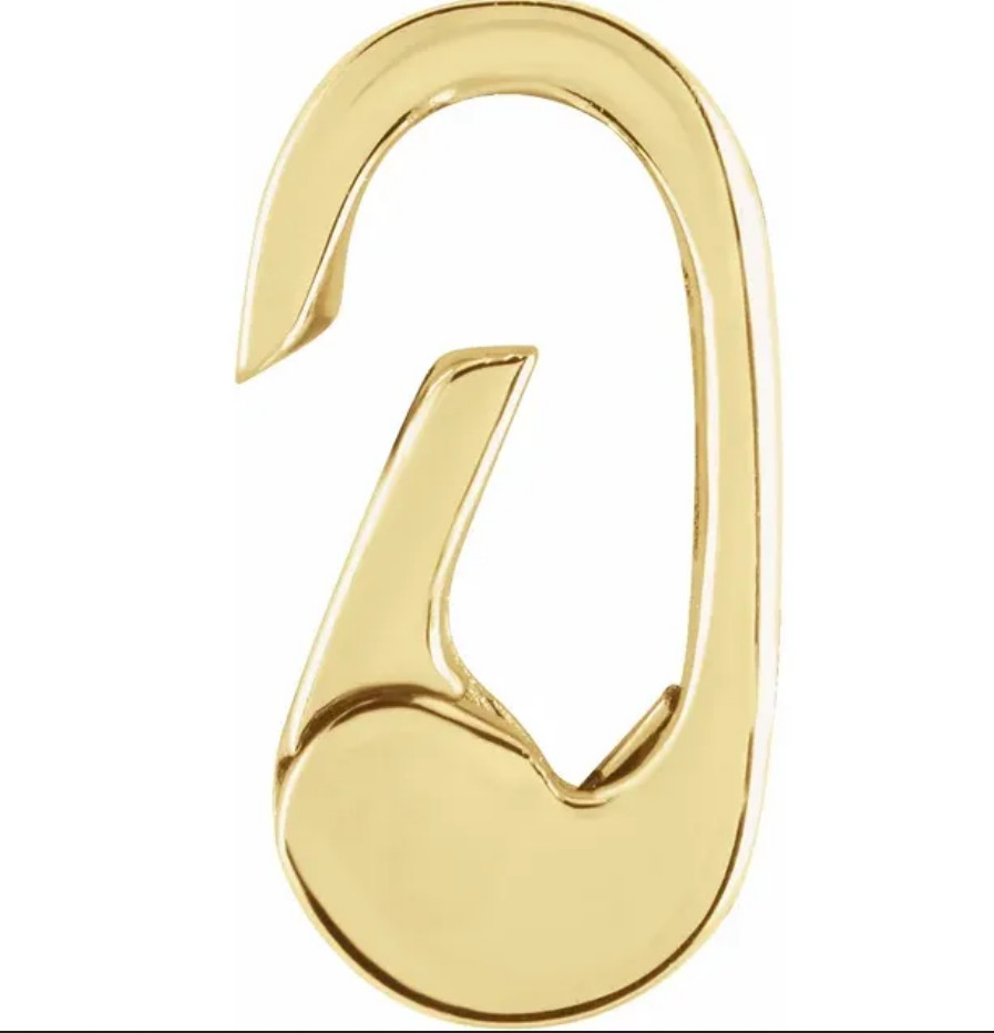 10mm OD 3mm ID 14k Yellow Gold Mini Charm Hinged Carabiner Lock Bail Enhancer