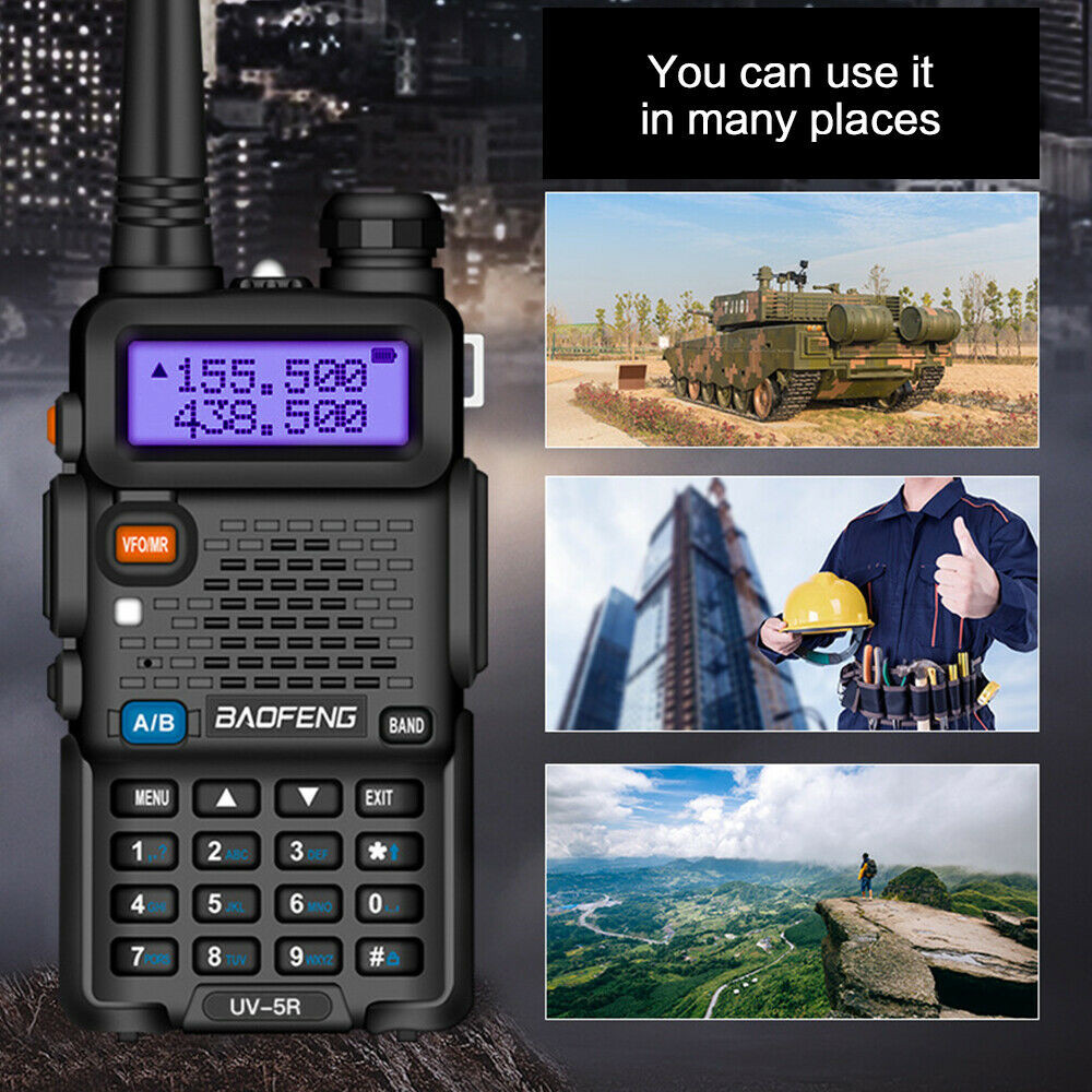 Baofeng UV-5R Walkie Talkies With Hand Mic VHF UHF Two-way Radio Dual Band Range