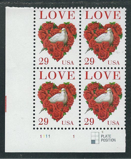 Scott #2814-C...29 Cent...LOVE... Plate Block
