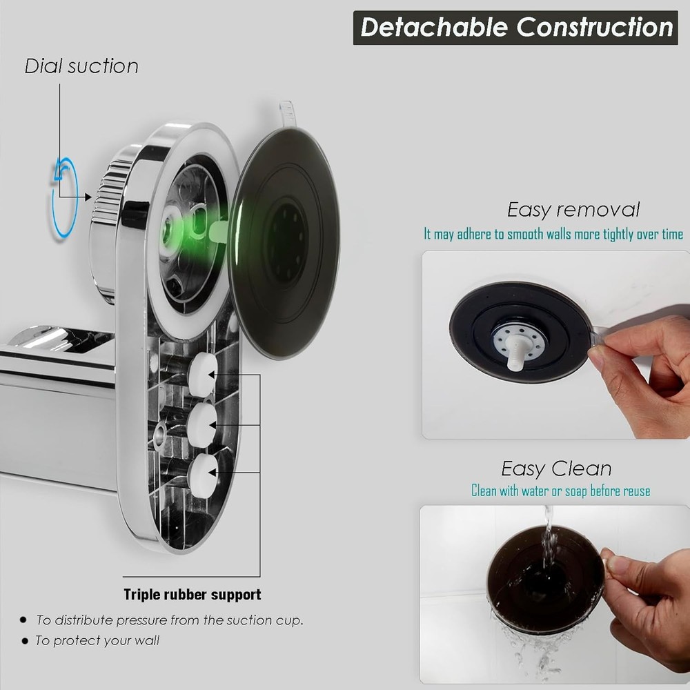 Suction cup Handheld Shower Head Holder - Designed For Large Shower Head