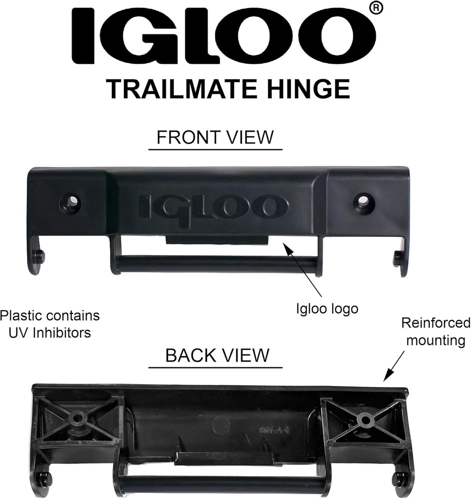 Igloo Trailmate Cooler Replacement Snap-On Hinge, Plastic, Black