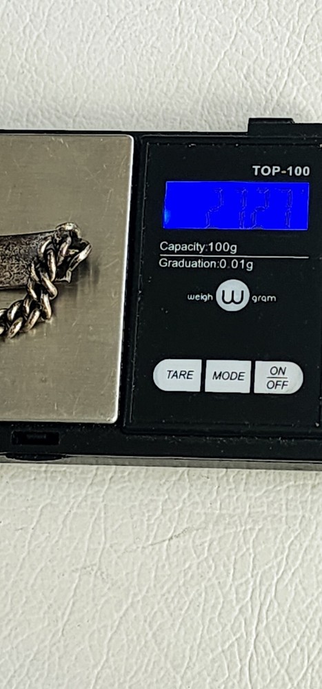 WW2 Sterling Identification Bracelet With Name Engraving 7.5" 27.27g