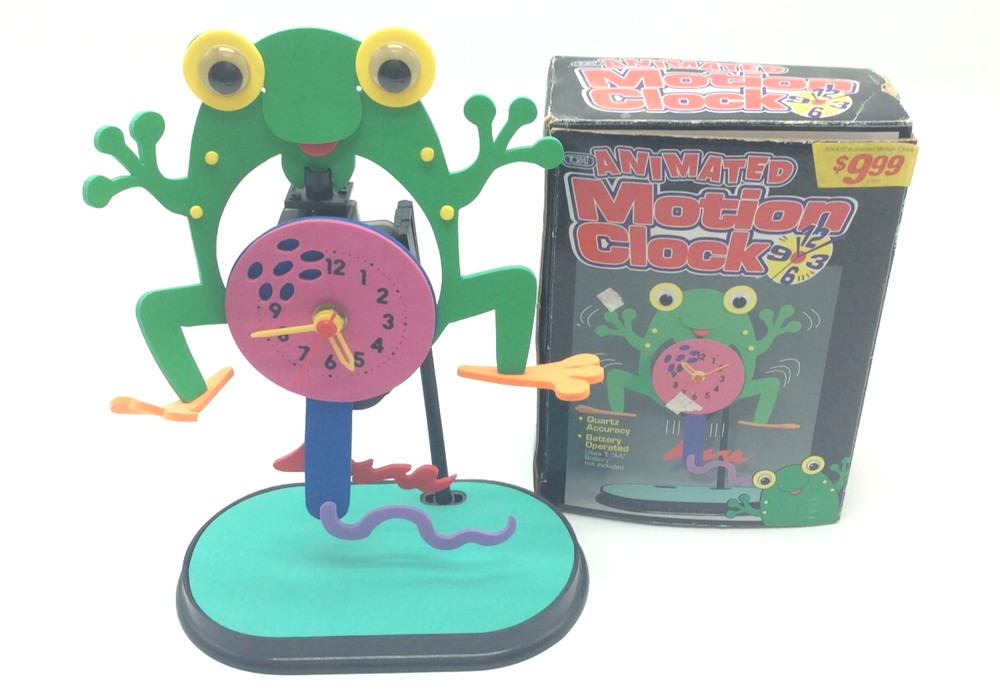 1990's Tozai Animated Motion FROG Clock -AS-IS-