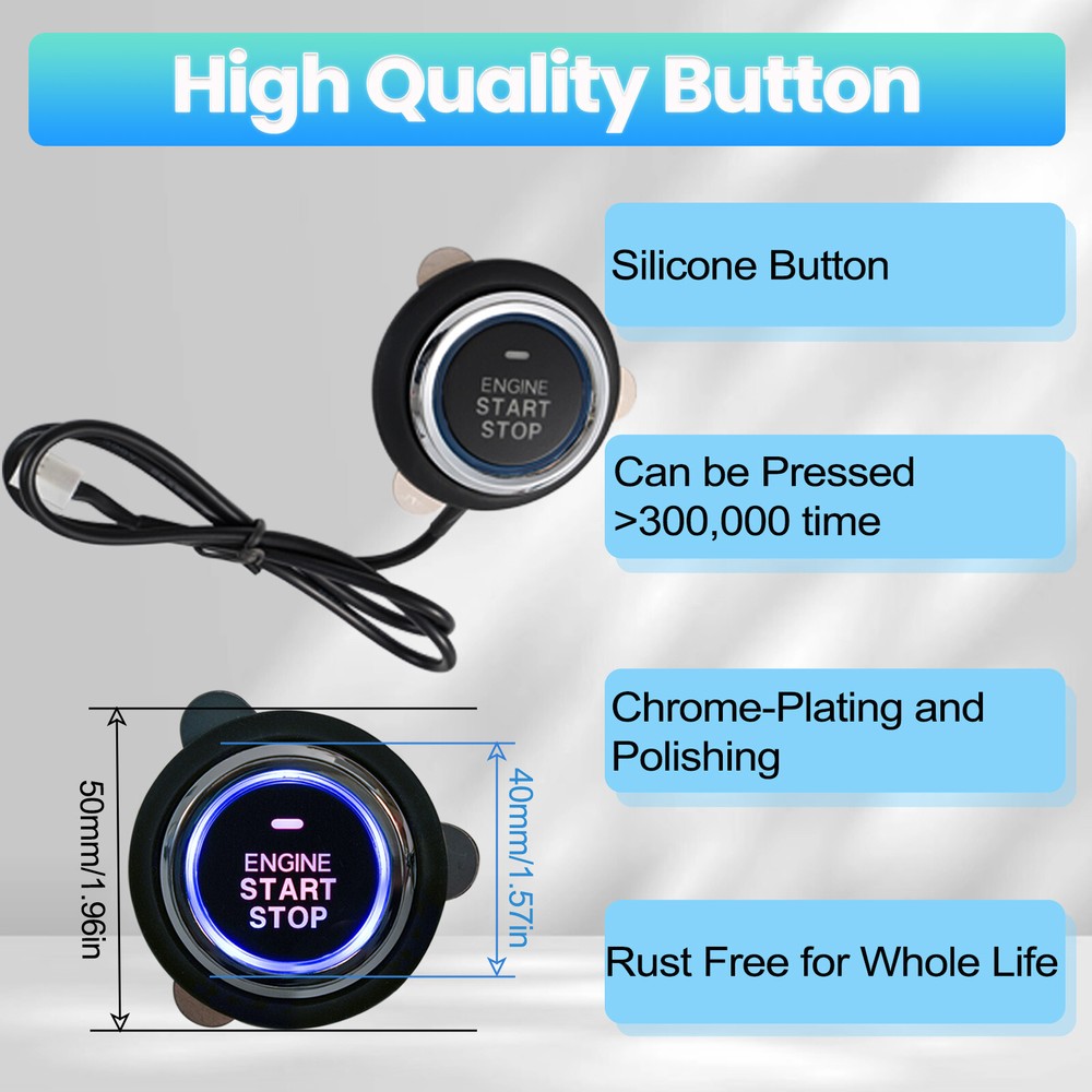 Car Ignition Switch 12V RFID Engine Start Push Button Keyless Entry Starter Kit