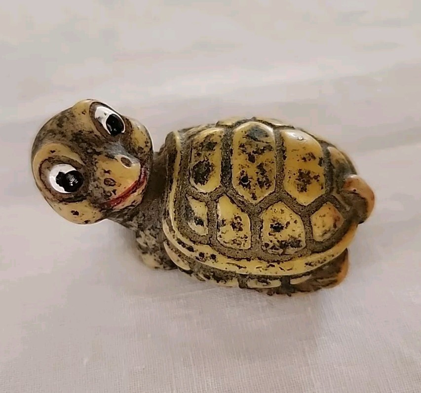 Brown Carved Soapstone Turtle Decorative Figurine