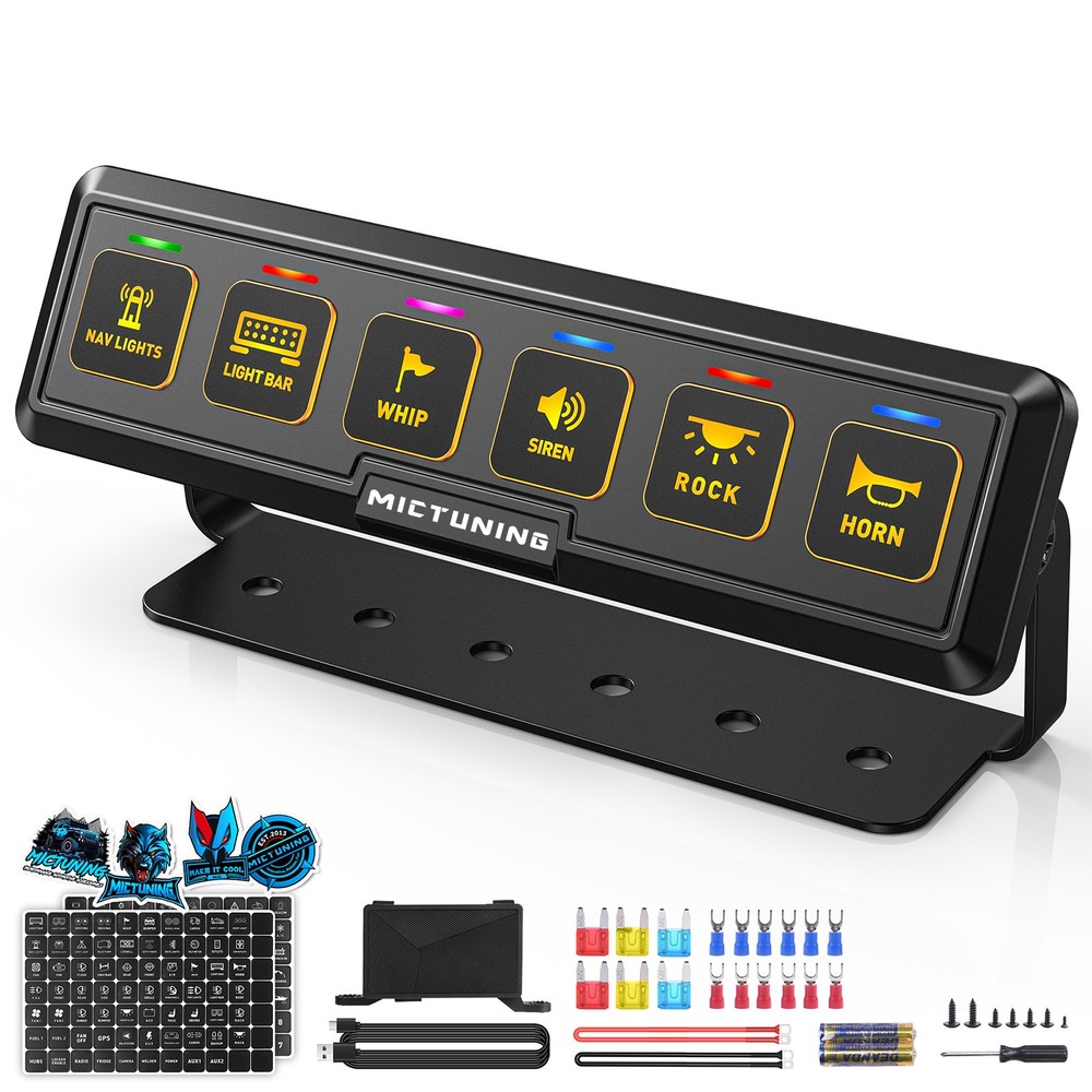 BB60 Wireless 6 Gang Switch Panel, Auxiliary LED Light Bar Switch Remote Control