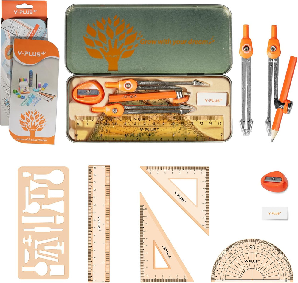 Geometry Set for Students, Math Protractor Compass, Box of Protactors Kit for Cl