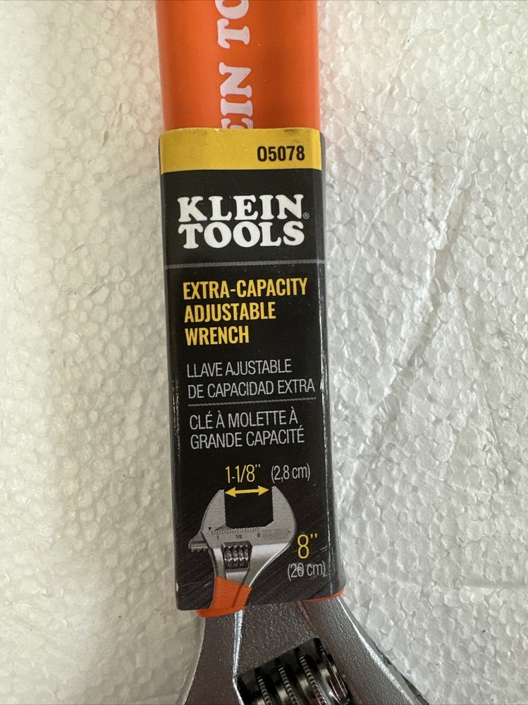Klein Tools O5078 Extra Capacity Adjustable Wrench, 8"