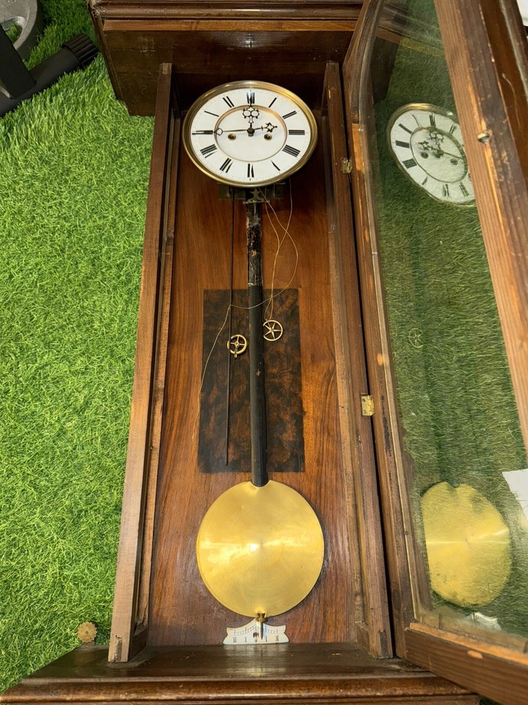 Large Antique 2 Weight Vienna Regulator Wall Clock